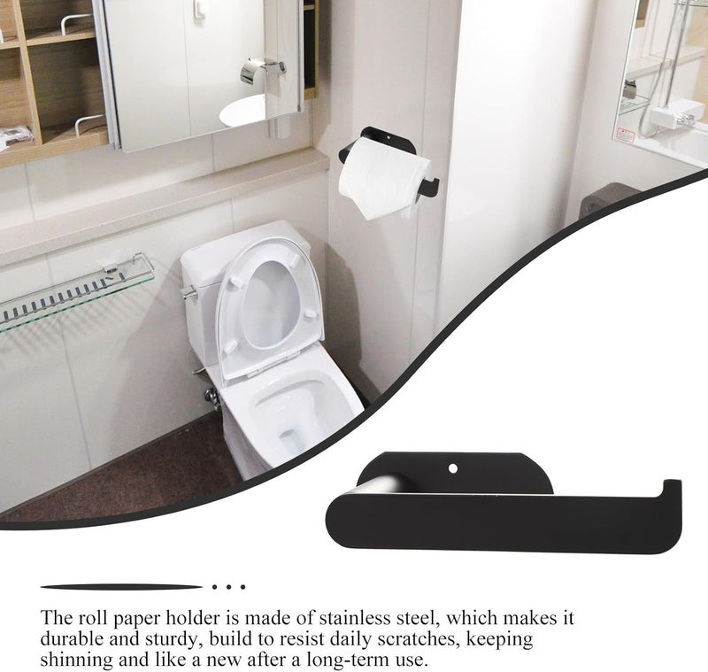 Multipurpose 304 Stainless Steel Toilet Paper Holder, No-Drill Bathroom Roll Paper Shelf, Black Adhesive Toilet Supplies Rack for Wall-Mounted Storage - Image 4