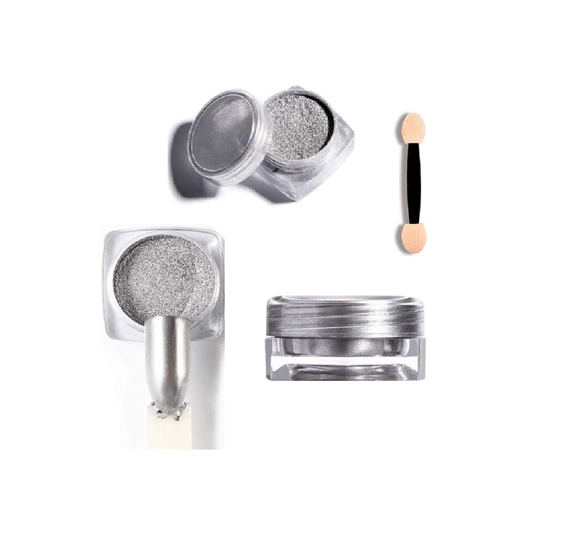 Yinikiz Yinikiz Nail Art Chrome Powder Nail Gel Glitter Manicure Combo Silver and Gold 10 gram each  - Image 3