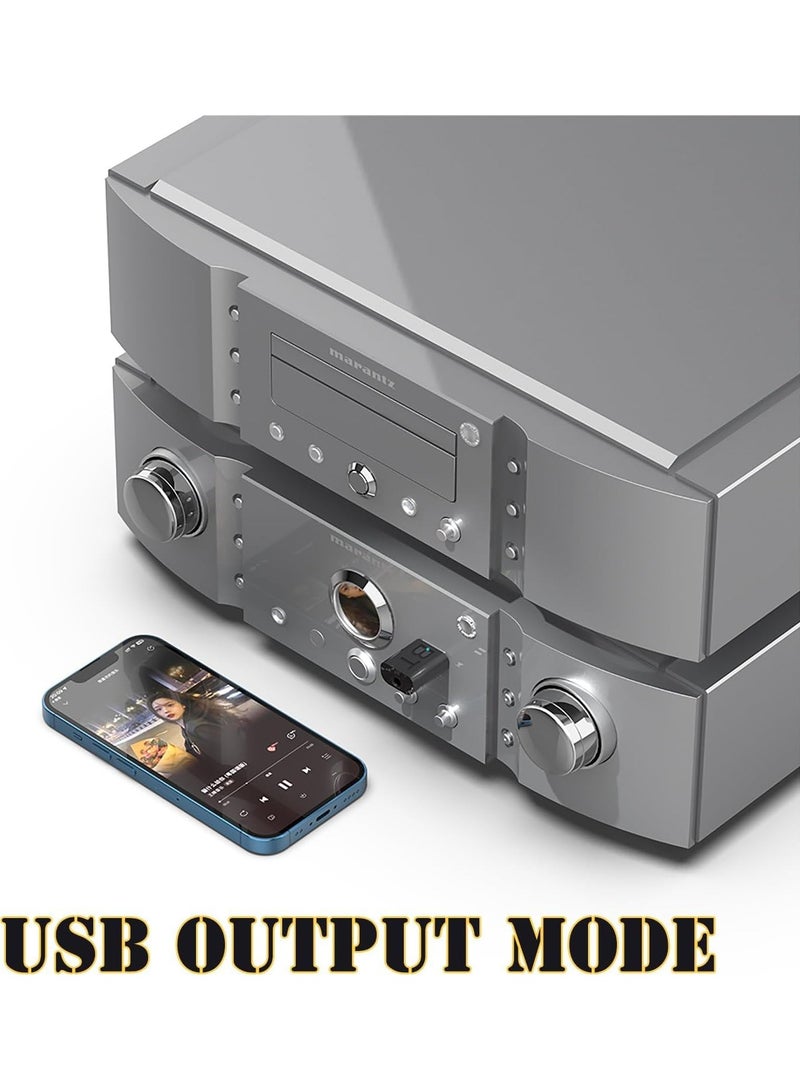 يو إس بي محول استقبال البلوتوث، 2 في 1 يو إس بي بلوتوث 5.00، محول الموسيقى اللاسلكي للسيارة استريو/النظام المنزلي، مكبرات الصوت المحمولة، بما في ذلك كابل 3.5 ملم - Image 3