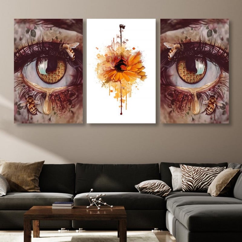 ماركتنا ثلاث لوحات قماشية بتصميم مودرن مع برواز مجوف مقاس (150×70) ثلاث قطع - Image 1