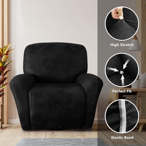 molasofa Leather Like Oversized Recliner Chair Covers, Extra Large Big Man 4 Pieces Lazy Boy Recliner Cover for Wide Recliner Chair for Pets Kids Washable(X-Large, Black) - Image 5