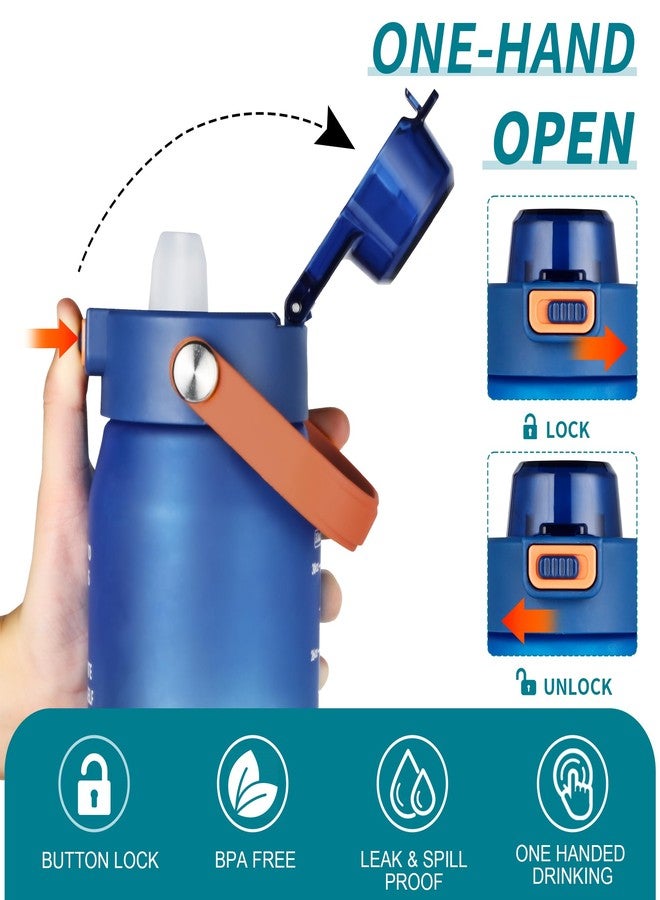 Gulex Motivational Water Bottle 32oz with Time Marker- Leakproof & BPA Free Sports Water Bottle with Straw & Carry Strap for Gym, Travel and Outdoor Sports (Blue/Orange Gradient) - Image 4