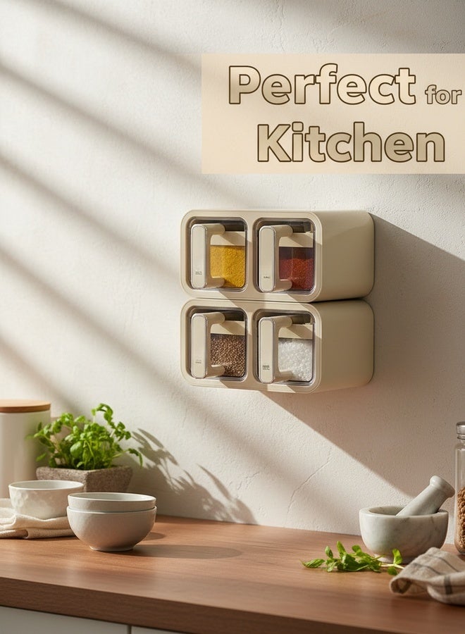 Sthxyfaith Seasoning Box wall Mounted Kitchen Salt MSG Seasoning Storage Box Household High-end Wall Mounted Seasoning Jar Set - Image 3