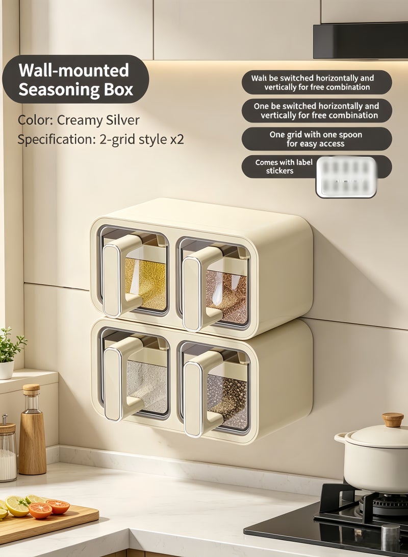 Sthxyfaith Seasoning Box wall Mounted Kitchen Salt MSG Seasoning Storage Box Household High-end Wall Mounted Seasoning Jar Set - Image 1
