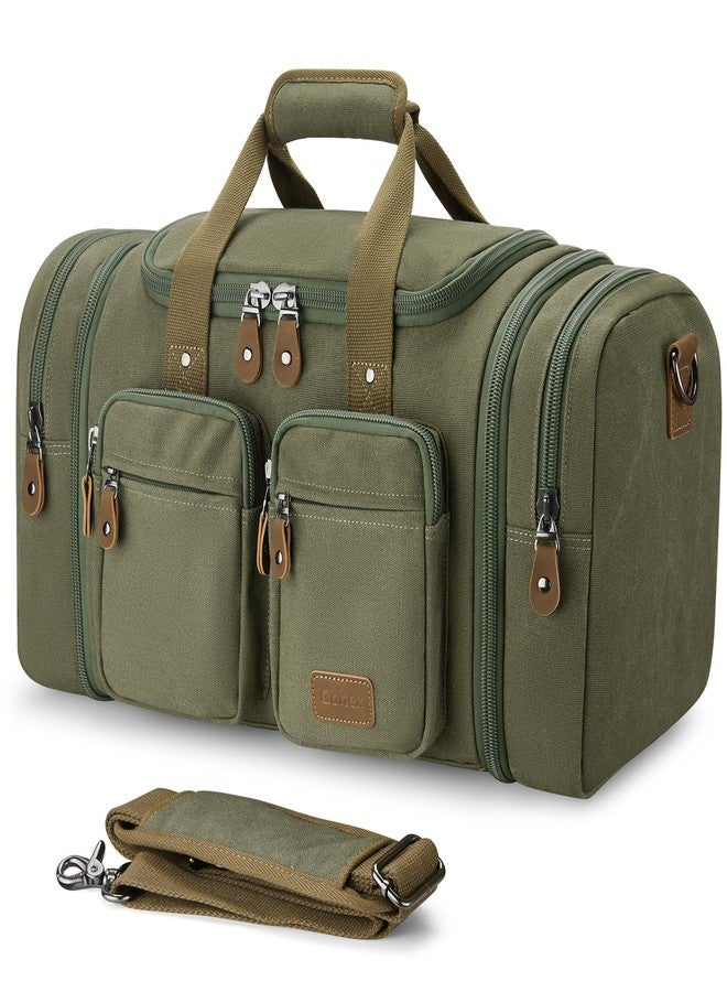 Gonex Canvas Duffle Bag for Travel, Expandable Water Resistant 50L Carry on Duffel Overnight Weekender Gym Bag with Wet Dry Separation Pocket & Suitcase Handle Sleeve, Army Green - Image 1