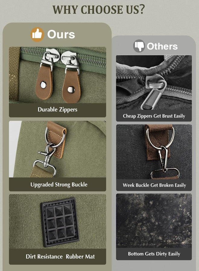 Gonex Canvas Duffle Bag for Travel, Expandable Water Resistant 50L Carry on Duffel Overnight Weekender Gym Bag with Wet Dry Separation Pocket & Suitcase Handle Sleeve, Army Green - Image 4