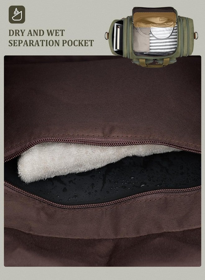 Gonex Canvas Duffle Bag for Travel, Expandable Water Resistant 50L Carry on Duffel Overnight Weekender Gym Bag with Wet Dry Separation Pocket & Suitcase Handle Sleeve, Army Green - Image 3