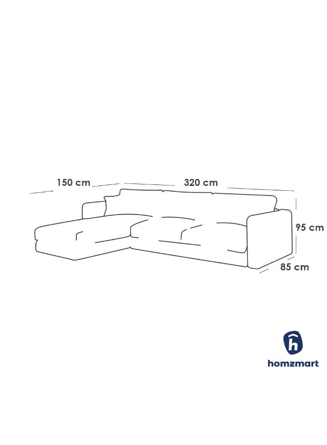 Homzmart Swedish Wood  and Velvet L-Shape Sofa -Blue - Image 2