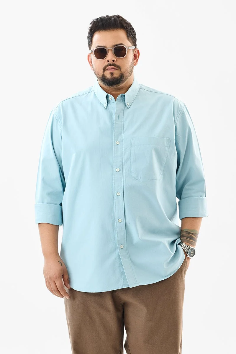 SNITCH Regular Fit Cotton Light Blue Plus Size Shirt