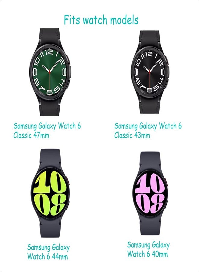 Snowoxen أشرطة ساعة Snowoxen Galaxy Watch 6 حزمة 2، متوافقة مع ساعة سامسونج جالاكسي ووتش 6 كلاسيك 47 مم 43 مم / ساعة جالاكسي ووتش 6 40 مم 44 مم، حزام جلد طبيعي 20 مم للإصدار السريع للنساء والرجال (أسود + بني)، كبير جداً - Image 3
