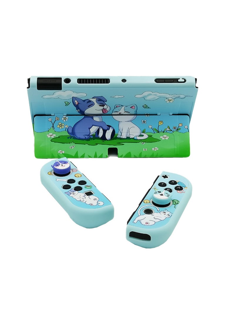 X-level Cartoon Protective Case for Nintendo Switch OLED Dockable Anti-Scratch Hard Shell PC Joy-Con Cover with 2 Pcs Lovely Joystick Cover Accessories,Shock-Absorption Slim Cover Skin for Switch OLED Model  - Image 1