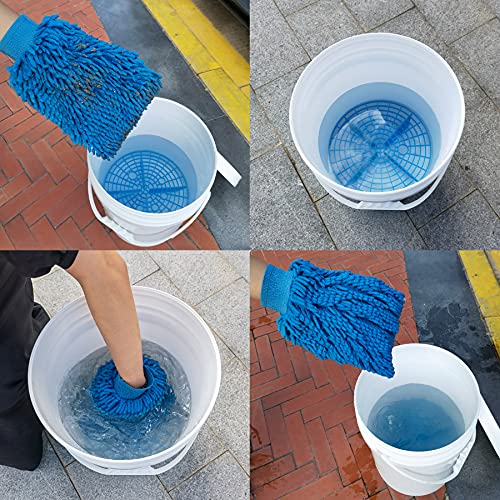 amiss دلو غسيل السيارات 2 حزمة، أداة غسيل السيارات ومجموعات التفاصيل، أداة دلو لمنع الخدوش، ملحقات داخلية وخارجية للسيارة، تناسب 10.2 بوصة - أزرق - Image 3