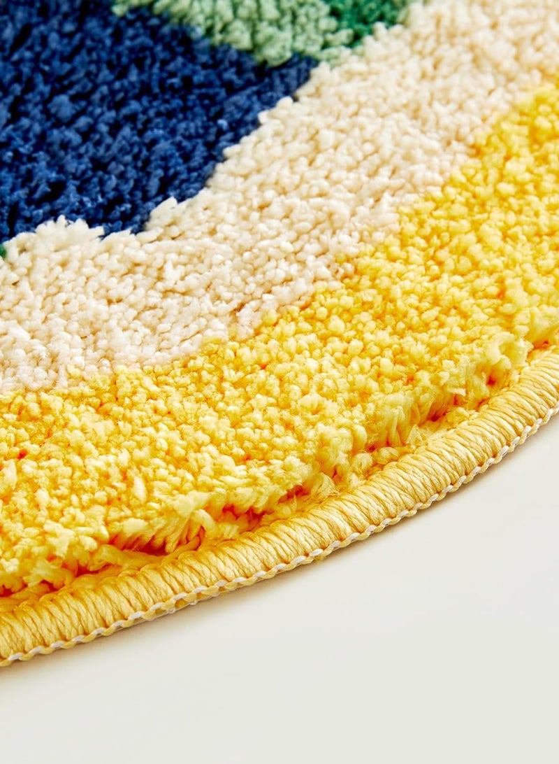 LOOPITYS 60 X 60cm Cute Flower Round Bathroom Carpet Anti slip Washable Bohemian Colored Flower Round Carpet Kitchen Bedroom Entrance Decoration Throwing Carpet Beautiful, Fashionable, Fluffy Microfiber Large Carpet - Image 5