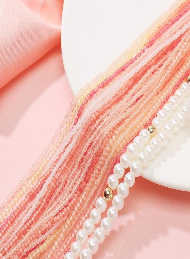 بوكار قلادة بوكار متعددة الطبقات بتصميم صدرية سميكة، مزينة بخرز ولؤلؤ بألوان متنوعة، هدية مثالية للنساء (NK-10775) (برتقالي مختلط) - Image 4