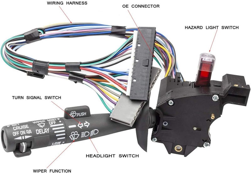 LCWRGS Multi-Function Combination Switch Assembly Replacement for Chevy Tahoe, Blazer, Suburban, K1500, Sierra, Replace# 2330814 26100985 26036312, Turn Signal, Wiper, Washers, Hazard Switch, Cruise Control - Image 3