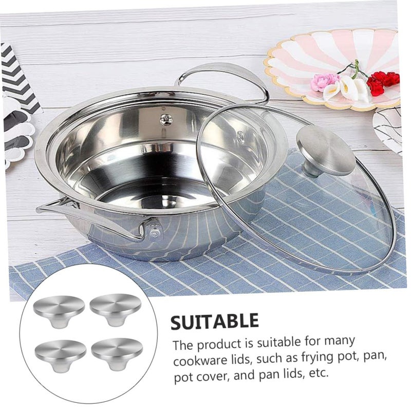 4 Pcs Universal Stainless Steel Pot Lid Knobs Heat Resistant Non Slip Kitchen Cookware Cover Handle - Image 4