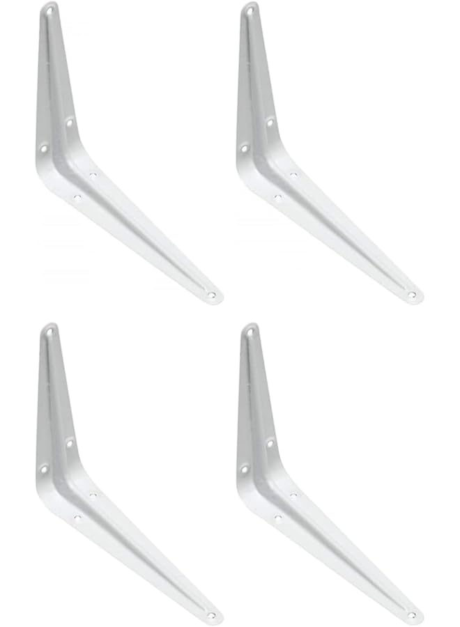 The Bros حامل رفوف الحائط الأبيض من بروس، حامل زاوية ثقيل من نوع L، 4 قطع بحجم 5x6 بوصة، حوامل معدنية زخرفية لتعليق الرفوف، حوامل حائط للرفوف العائمة مع براغي - Image 1