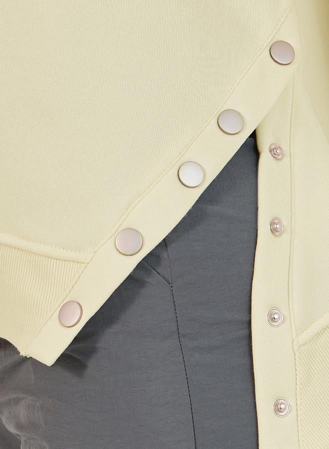 Styli Dropped Shoulder Printed Sweatshirt with Button Detail  - Image 4