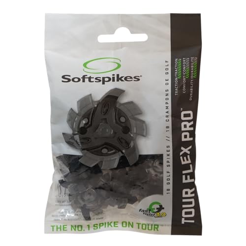 Softspikes Tour Flex Pro Golf Cleats Fast Twist 3.0-18 Spikes - Black - Also Fits Tri-Lok, Slim-Lok, and Tour Lock Cleat Systems - Image 1