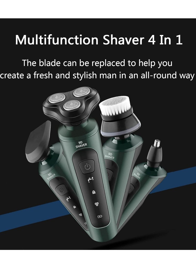 Generic Electric Shavers for Men 9D, 4 in 1 Electric Shavers for Bald Men Wet & Dry Waterproof, Electric Shavers Men Cordless Rechargeable, Electric Razor, Men’s Grooming Kits, Green  - Image 2
