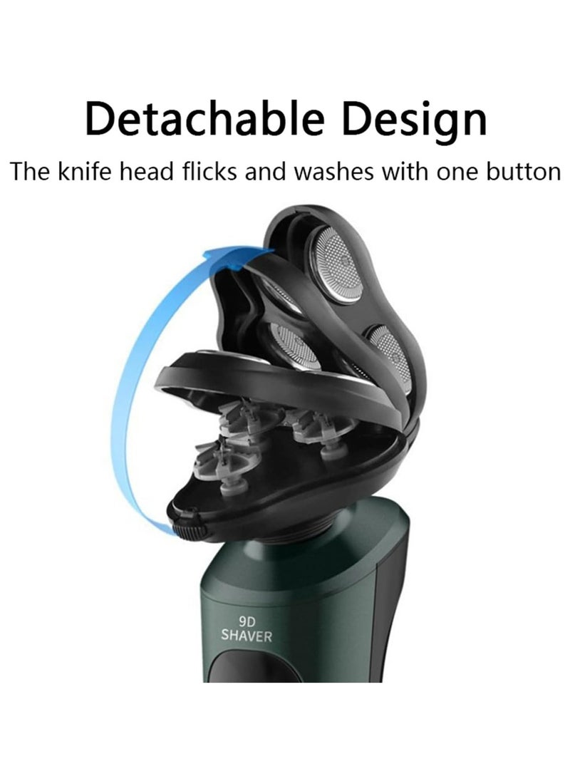 Generic Electric Shavers for Men 9D, 4 in 1 Electric Shavers for Bald Men Wet & Dry Waterproof, Electric Shavers Men Cordless Rechargeable, Electric Razor, Men’s Grooming Kits, Green  - Image 3
