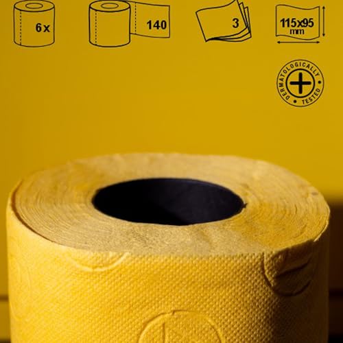 Renova Yellow Toilet Paper 3-Ply 6 Rolls Pack – 140 Sheets Per Roll, Soft Decorative Bathroom Tissue – Bright Color Toilet Roll - Made in Portugal - Image 3