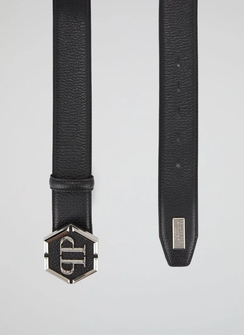 PHILIPP PLEIN  Black Monogram Buckle Belt  | Best Price UAE