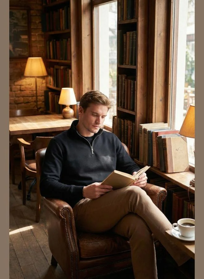 Buratti  Buratti Cotton Regular Fit Half-Zip Stand-Up Collar Sweatshirt Men's SWEAT 59052592 for Men | Best Price UAE