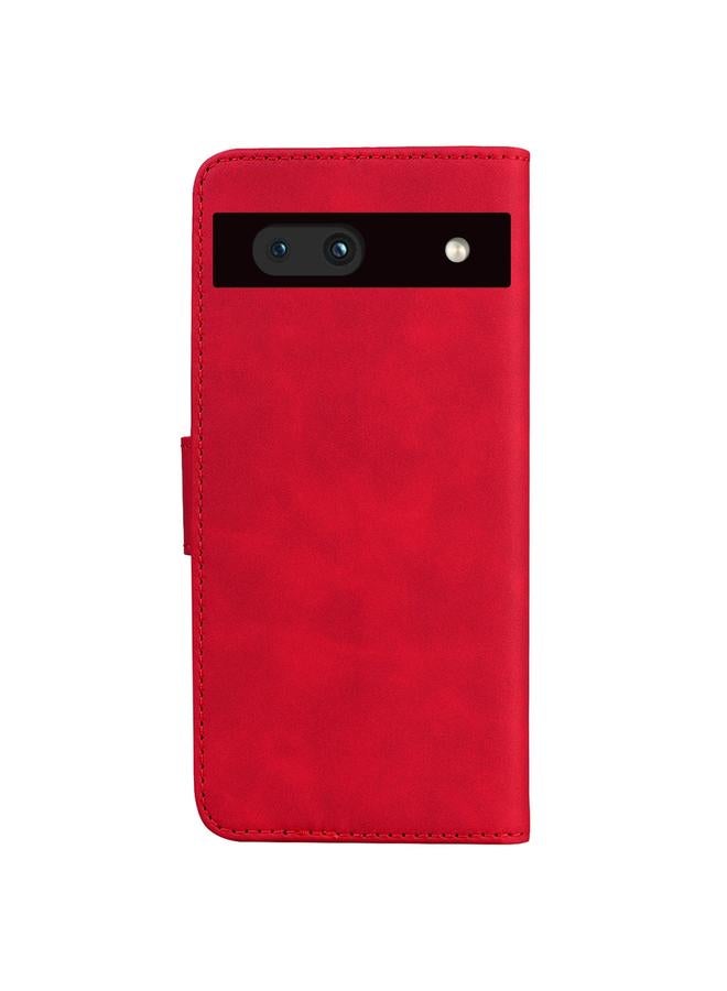 Green Tiger Case For Google Pixel 7a Skin Feel Pure Color Flip Leather Phone Case - Image 3