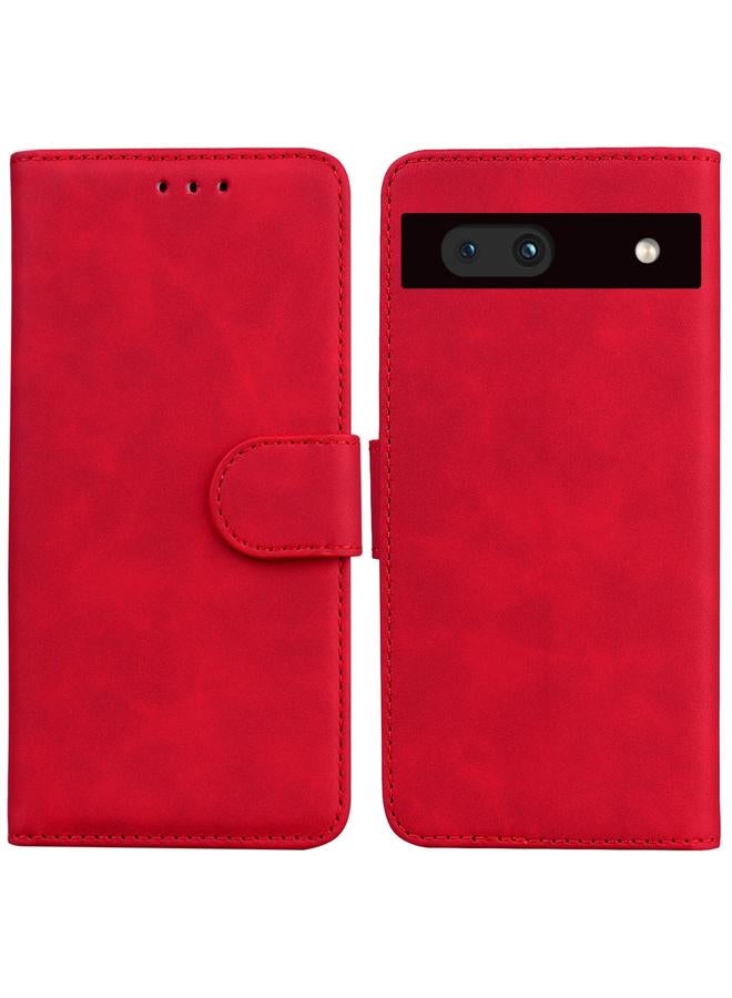 Green Tiger Case For Google Pixel 7a Skin Feel Pure Color Flip Leather Phone Case - Image 1