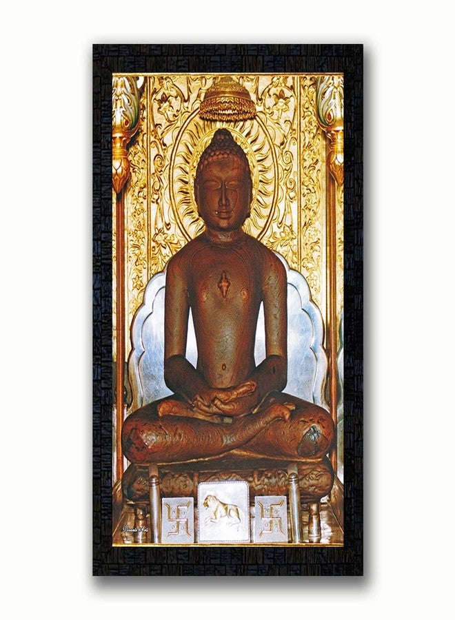 pnf Poster n Frames Lord Mahavir Swami Jain Wooden Photo FrameAcrylic Sheet|Pooja|Daily Worship Routine|Home Decoration|Best Gifting Option(13.5x19inch,Multicolour) - Image 1