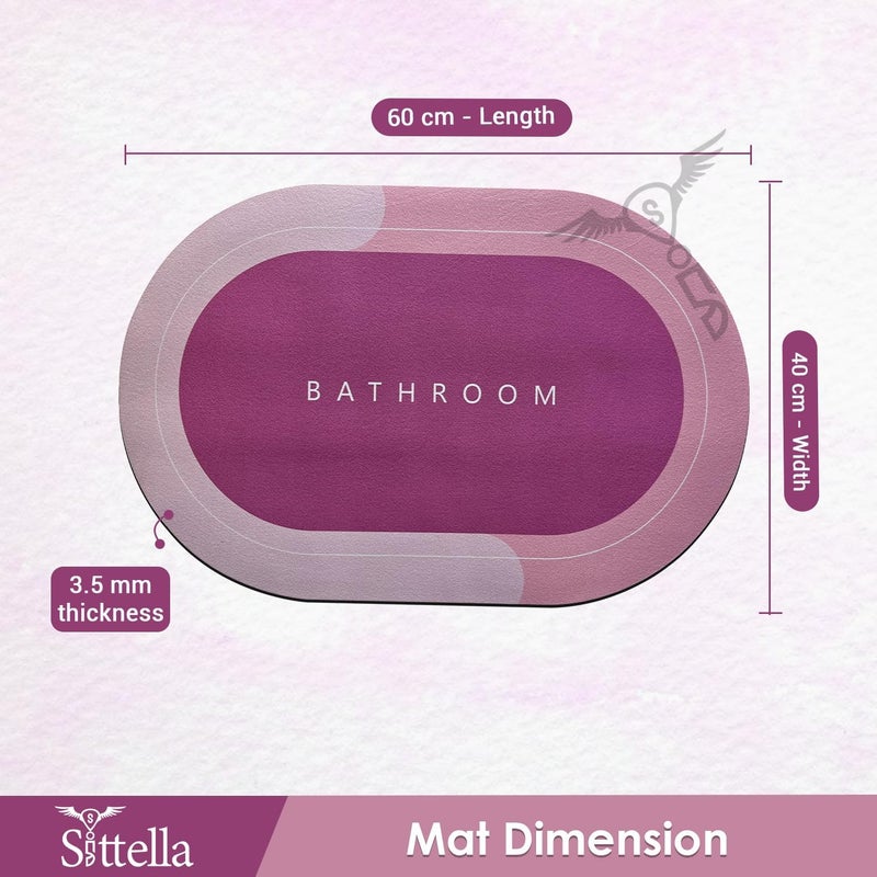 SITTELLA® Bathroom Mat | Anti Slip, Super Absorbent, Non Skid, Water Soaking, Pink, 60 x 40 cm - Image 2