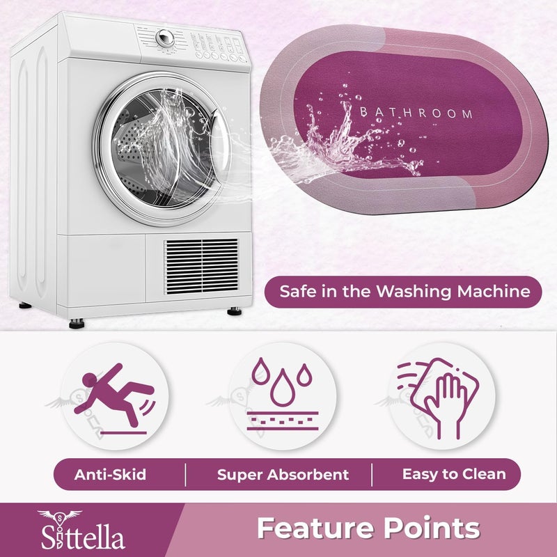 SITTELLA® Bathroom Mat | Anti Slip, Super Absorbent, Non Skid, Water Soaking, Pink, 60 x 40 cm - Image 4