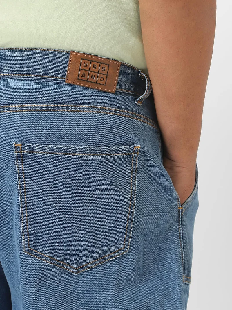 Urbano Fashion  Urbano Plus Men's Light Blue Loose Fit Cargo Jeans with 6 Pockets Non-Stretchable  | Best Price UAE