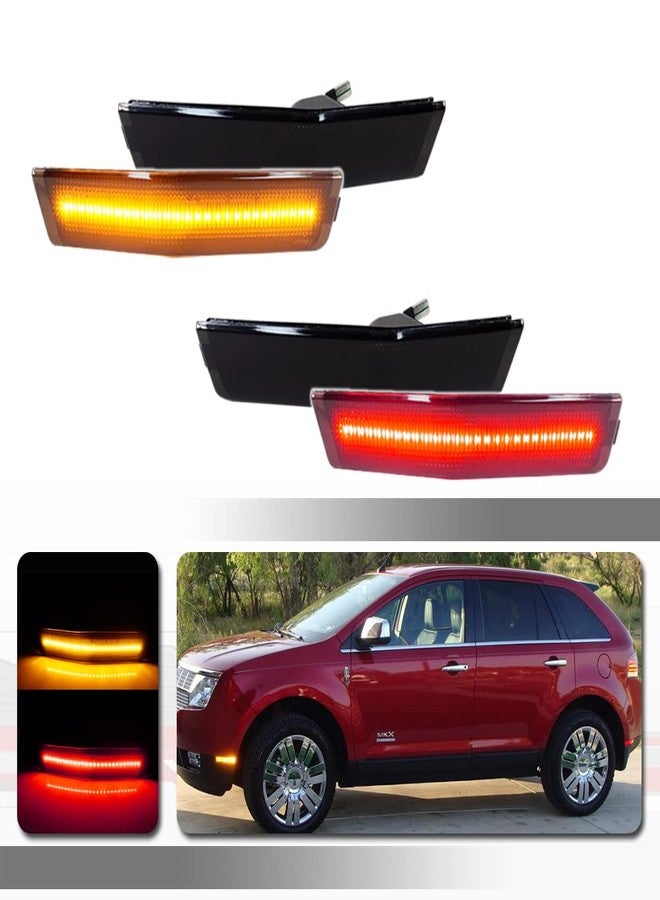 Tonsya For 2007 2008 2019 2010 Lincoln MKX fender side marker Bumper lights Full Amber & Red Led Lamps 4 pcs - Image 1