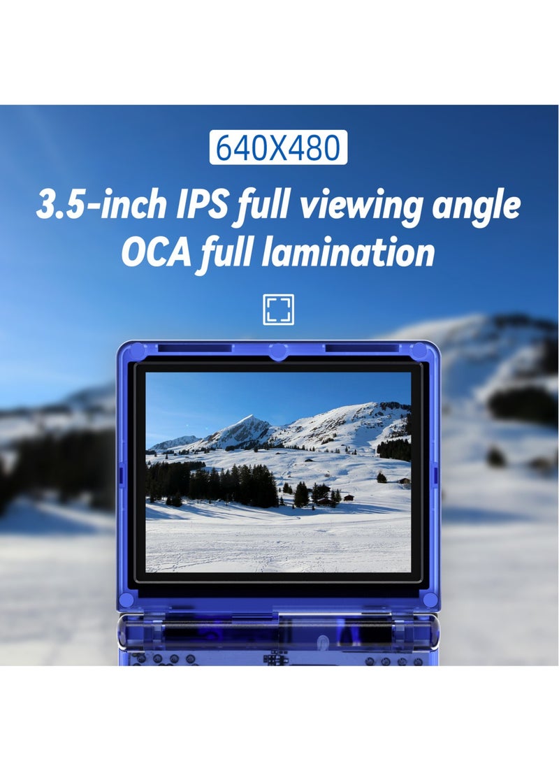 ANBERNIC  - RG35XXSP Retro Flip Handheld Game Console, 3.5-inch IPS Screen, Linux H700 Video Game Player, Support Streaming WIFI Bluetooth (Transparent Blue, 128G) - Image 1