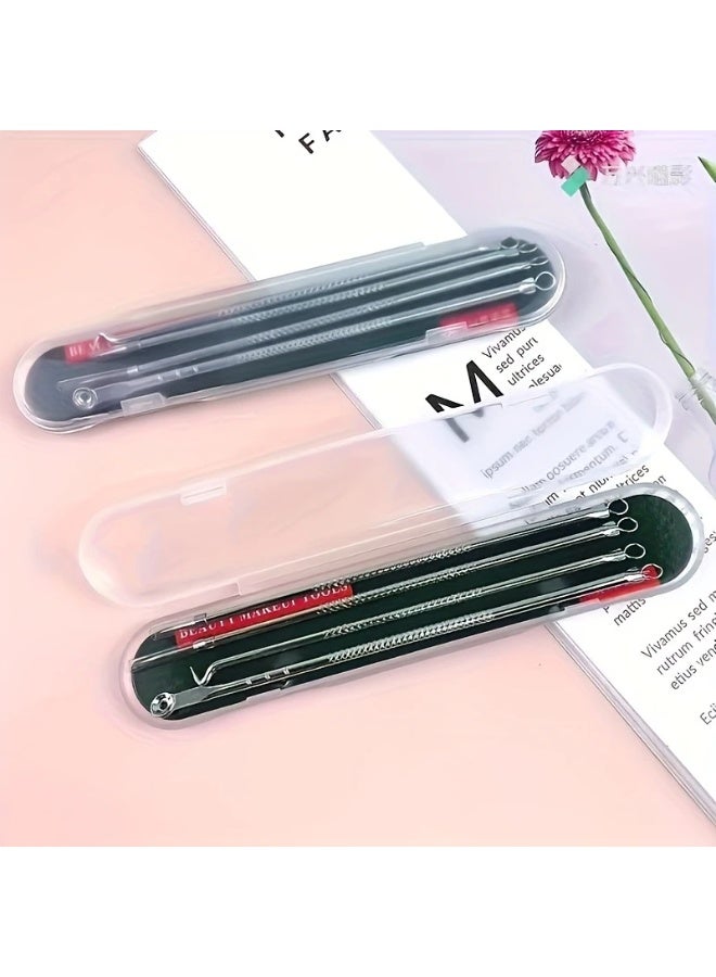 يوكانبي مجموعة أدوات إزالة الرؤوس السوداء والبثور - 4 قطع بمقابض بلون البيج الفاتح، أداة تنظيف البشرة للنساء - Image 2