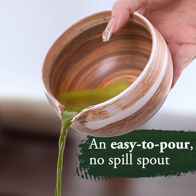 Tazweeq Matcha Whisk Set Japanese Matcha Kit With Pouring Spout Marbled Caramel Matcha Whisk Set For Authentic Tea Ceremony - Image 4