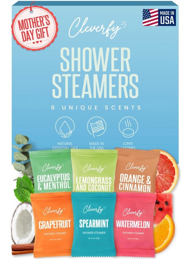 Cleverfy Shower Steamers Aromatherapy - Compact Variety Pack of 6 Shower Bombs with Essential Oils. Self Care Mothers Day Gifts for Mom from Daughter. Blue Set - Image 1