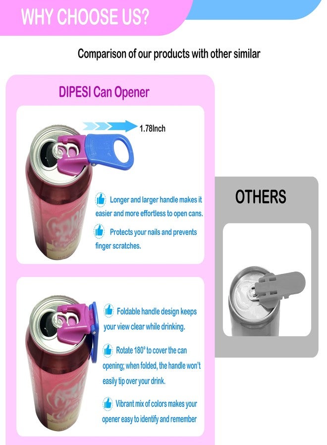 DIPESI 6 pack 6 colors Soda Can Opener & Soda can lids, Drink Protector Caps,Suitable for Parties, BBQ, Camping, and Travel. - Image 3