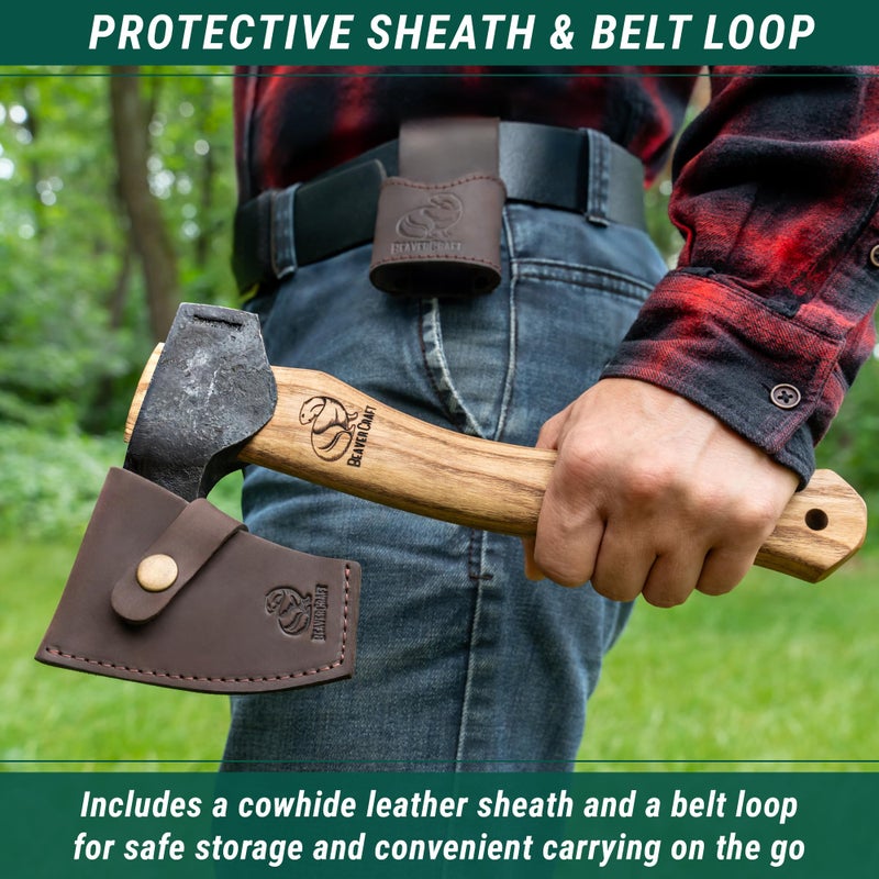 BeaverCraft Bushcraft Hatchet Wood Carving Axe AX6 - Forged Camping Axes & Hatchets - Wood Chopping Axe, Hand Gardening Axes for Splitting - Backpacking Hatchet - Image 5