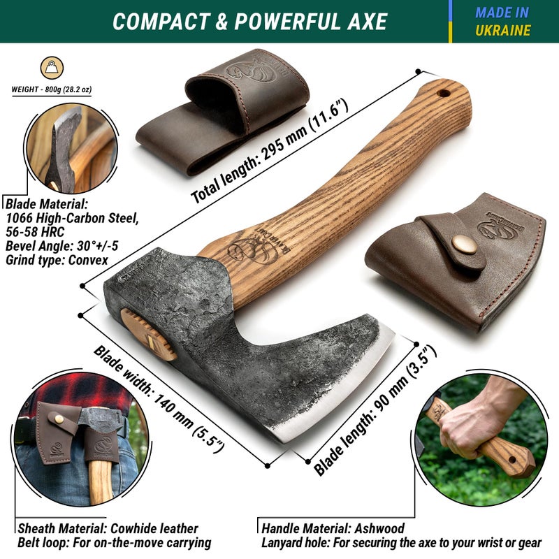 BeaverCraft Bushcraft Hatchet Wood Carving Axe AX6 - Forged Camping Axes & Hatchets - Wood Chopping Axe, Hand Gardening Axes for Splitting - Backpacking Hatchet - Image 4