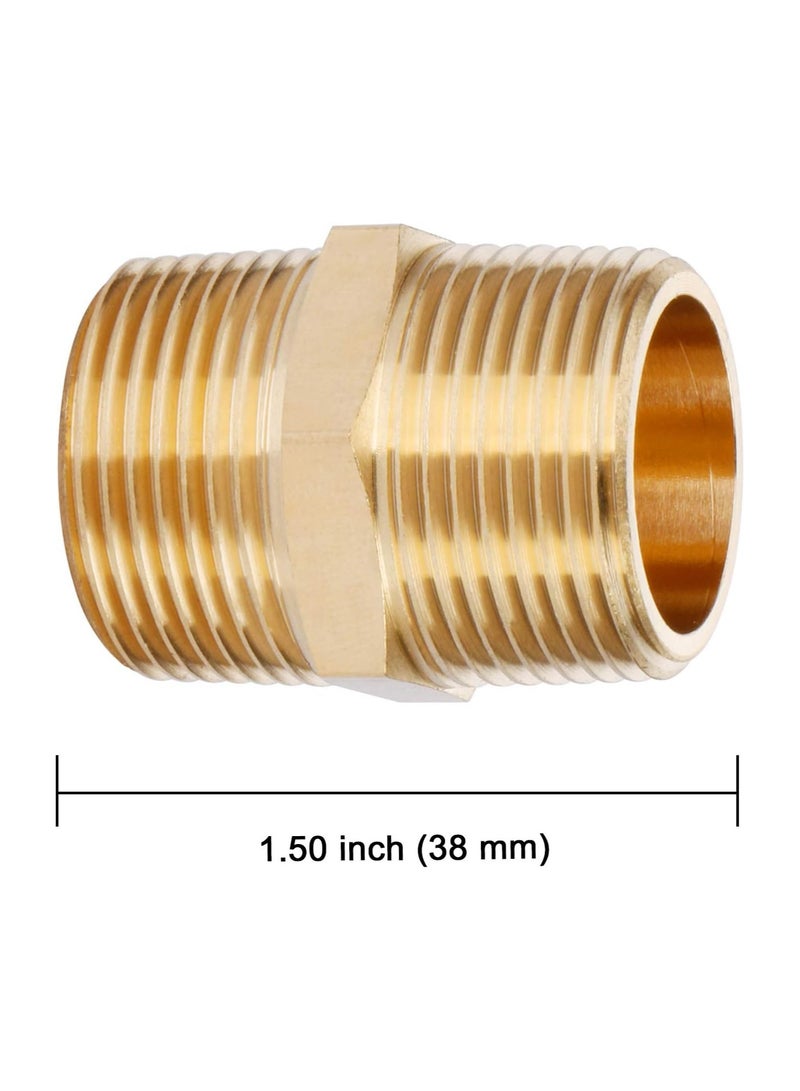 U.S. Solid Brass Pipe Fitting, Hex Nipple, 3/4" x 3/4" NPT Male Pipe Adapter - Image 5