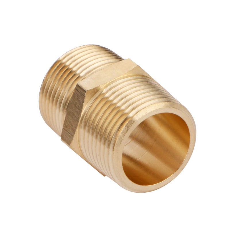 U.S. Solid Brass Pipe Fitting, Hex Nipple, 3/4" x 3/4" NPT Male Pipe Adapter - Image 2
