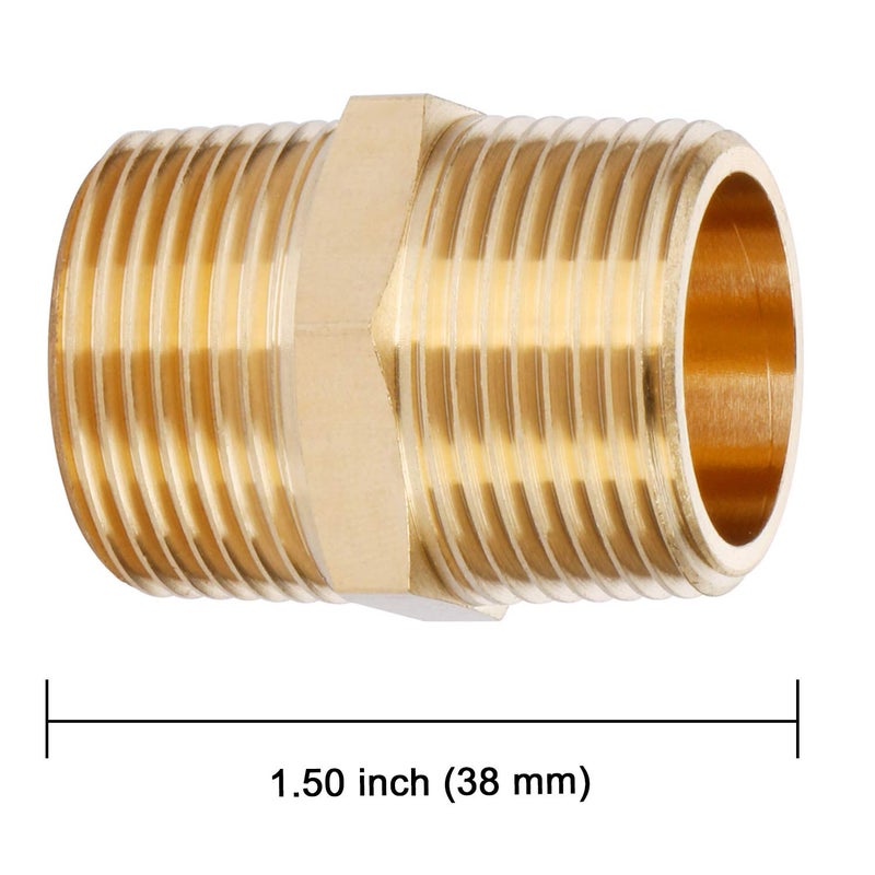 U.S. Solid Brass Pipe Fitting, Hex Nipple, 3/4" x 3/4" NPT Male Pipe Adapter - Image 4