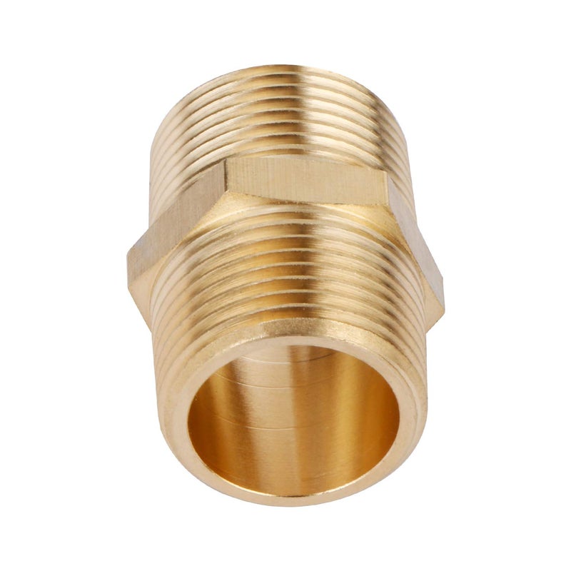 U.S. Solid Brass Pipe Fitting, Hex Nipple, 3/4" x 3/4" NPT Male Pipe Adapter - Image 3
