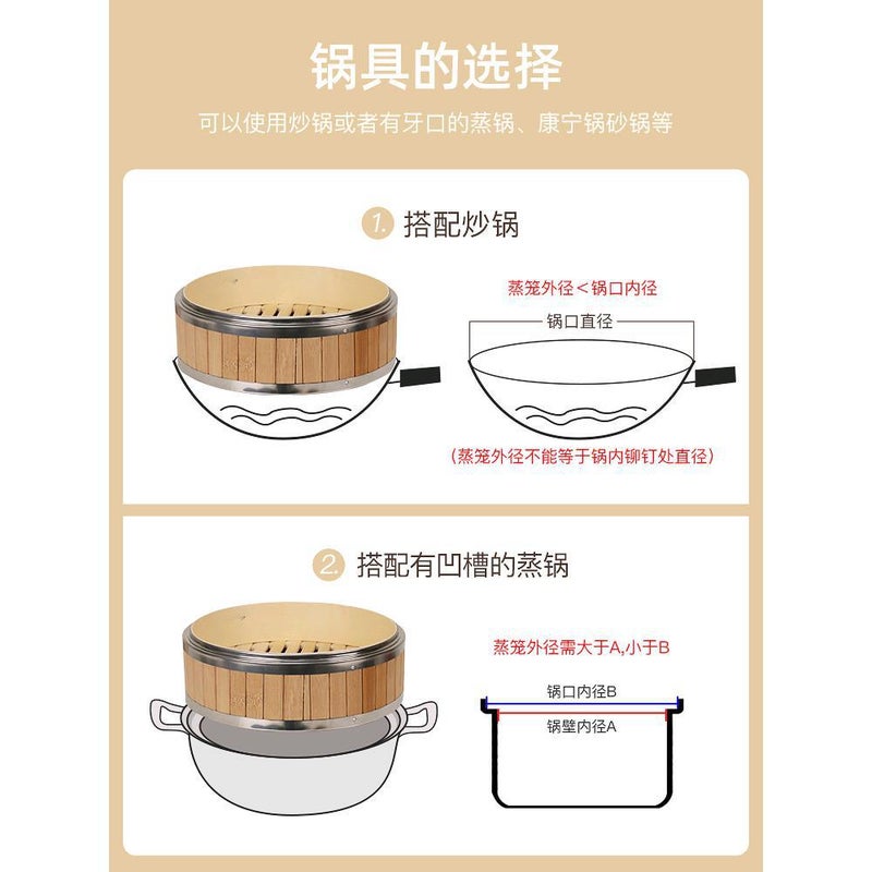 Steamer Stainless Steel Edging Small Steamed Bun Commercial Dim Sum Steamer Drawer Cantonese Breakfast Restaurant Bamboo Steamed Rice Cage Steamer - Image 3