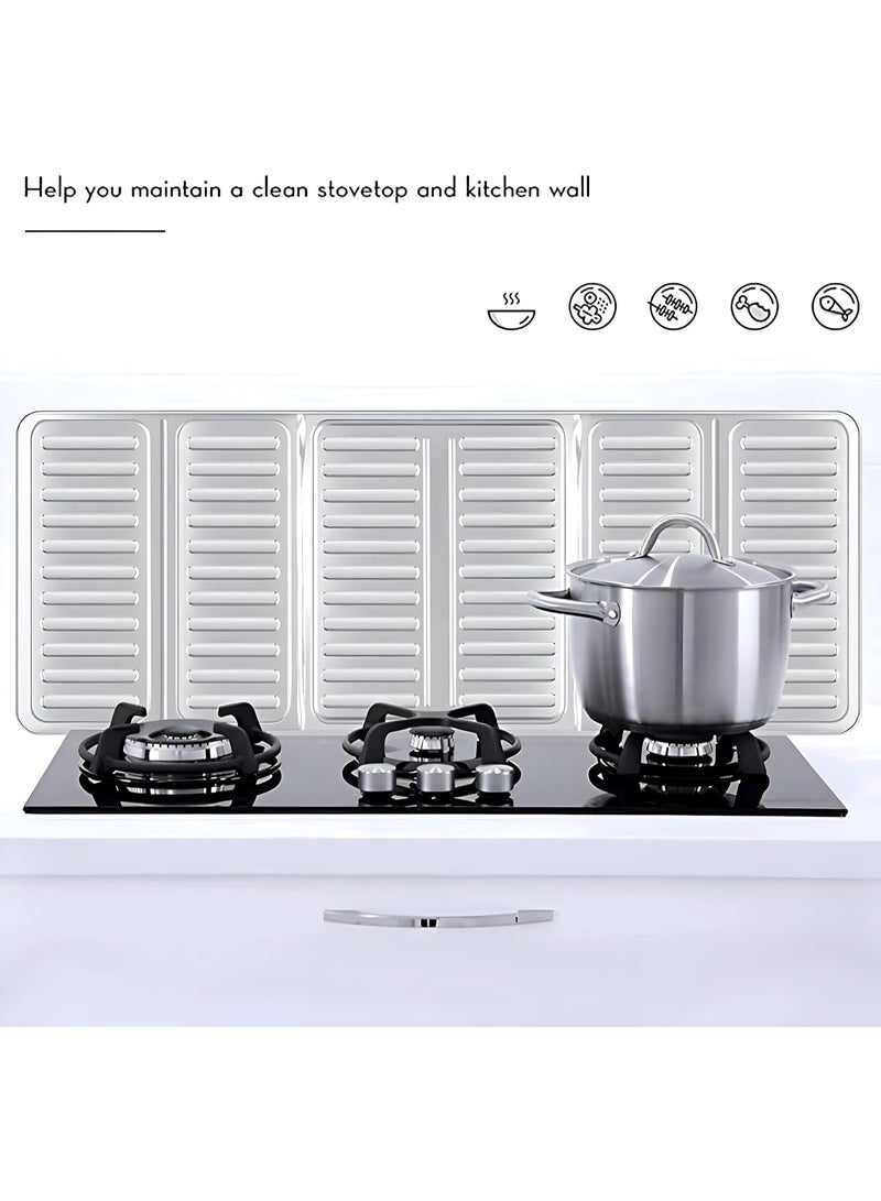 zoba Two pieces of oil splatter guards with 3 protective sides, made of non-stick aluminum, foldable for use while cooking (silver, 2 pieces) - Image 4
