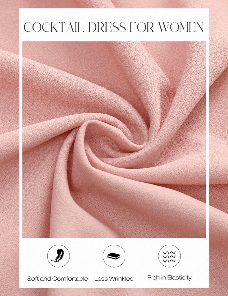 DRESSTELLS Women's Cocktail Dress 2026, Bridesmaid and Wedding Guest Dress for Spring Garden Wedding, Flowy A-Line with 3/4 Bell Sleeves Blush M - Image 4