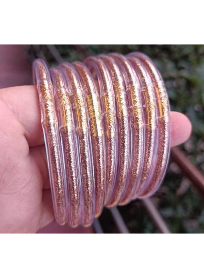 Pvc Silicone Tube Gold Powder Bracelet Jelly Bangles Bracelet 9 Pieces In A Group 